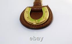 Gucci Key Ring Gold Tone Leather Horse Shoe with Box Old Gucci Authentic Vintage