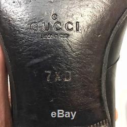 Gucci Mens Shoes Sz 7.5D Horse Bit Loafer Black Leather Velvet Top Vintage