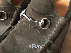 Gucci Mens Vintage Horse Bit Brown Suede Leather Loafers / Shoes / Men Sz 14 Med