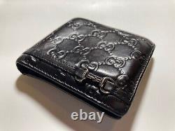 Gucci Old Vintage Guccissima Gg Horse Bit Leather Wallet Men Dark Brown Italy
