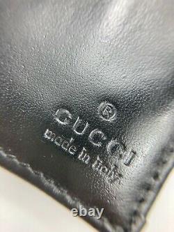 Gucci Old Vintage Logo Horse Bit Inside Printed Leather Wallet Men Black Italy