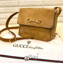 Gucci Shoulder Bag Horse Bit Suede Vintage Old USED F/S vintage