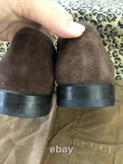 Gucci Tom Ford Era Vintage brown suede horse-bit flat loafers 37.5 Dust Bags
