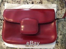 Gucci VINTAGE GG Horse Bit Flap Red Leather Shoulder Bag Rare Authentic