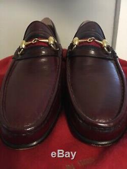 Gucci VTG 41 1/2 Italy Brown loafers horse bit Leather 8 1/2 Shoe Stretchers Bag