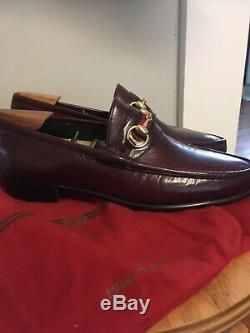 Gucci VTG 41 1/2 Italy Brown loafers horse bit Leather 8 1/2 Shoe Stretchers Bag