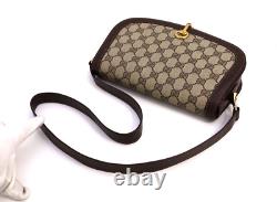 Gucci Vintage Bag Shoulder Bag Purse Horsebit Buckle GG Supreme Brown Authentic