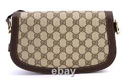 Gucci Vintage Bag Shoulder Bag Purse Horsebit Buckle GG Supreme Brown Authentic