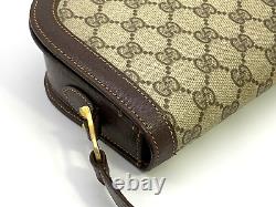 Gucci Vintage Bag Shoulder Bag Purse Horsebit Buckle GG Supreme Brown Authentic