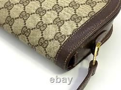 Gucci Vintage Bag Shoulder Bag Purse Horsebit Buckle GG Supreme Brown Authentic