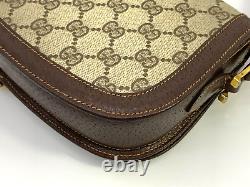 Gucci Vintage Bag Shoulder Bag Purse Horsebit Buckle GG Supreme Brown Authentic