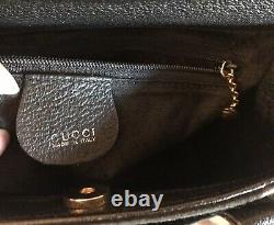 Gucci Vintage Black Bamboo GG Handbag Suede Horse Bit 2 Way Shoulder Tote Bag