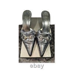 Gucci Vintage Black Leather Horse Bit Mule Heels Restored 2 Orig Dust Bags Box