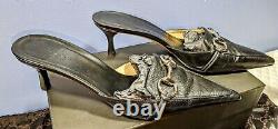 Gucci Vintage Black Leather Horse Bit Mule Heels Restored 2 Orig Dust Bags Box