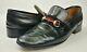 Gucci Vintage Black Leather Horse Bit Red Stripe Loafers Italy Approximate Sz 9
