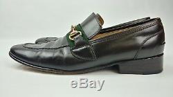 Gucci Vintage Brown Leather Horse Bit Red Stripe Loafers Italy Approximate Sz 9