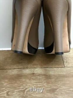Gucci Vintage Brown Peep Toe High Heel Shoes UK 6.5 Leather Horse-bit Designer