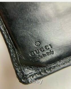 Gucci Vintage Double Horse Bit Leather Wallet Old Bifold Purse Black Italy