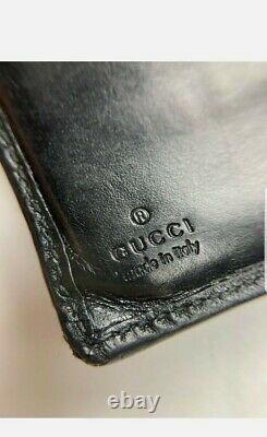 Gucci Vintage Double Horse Bit Leather Wallet Old Bifold Purse Black Italy