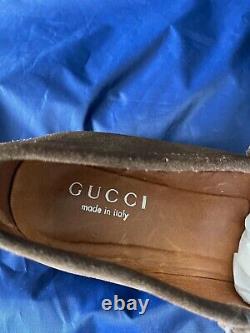 Gucci Vintage Iconic Brown Suede Gold Horse Bit Loafers Flats Euc #014875 7.5 B