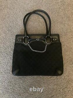 Gucci Vintage Jackie Horse Bit Monogram Shoulder Tote Bag Purse Handbag