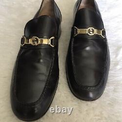 Gucci Vintage Mens Horse bit Dark Bro Loafers/Slips On Shoes size 42.5 US 9.5
