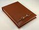 Gucci Vintage Tan Leather Desk Top Note Pad Horse Bit Accents Rare Collectible