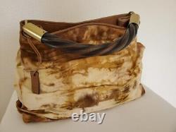 Gucci bamboo tote tie dyed vintage safari bag white gray brown tan beige yellow