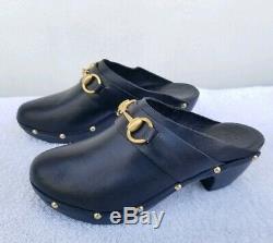 Gucci women Vintage Clogs black Leather Horse bit Size 6 and 7 different sizes