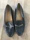 Gucci womens shoes size 9 Loafers Navy Blue Leather Silver Horse Bit Vintage