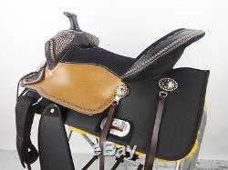 Handmade 16 Black Leather Synthetic Vintage Western Trail Horse Saddle Tack