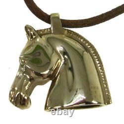 HERMES Vintage Logos Horse Motif Pendant Necklace Accessories S08781g