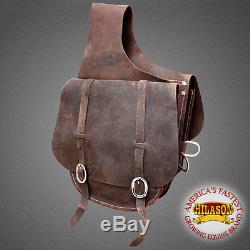 Hilason Western Leather Cowboy Trail Ride Horse Saddle Bag Vintage Dark Brown