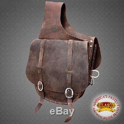 Hilason Western Leather Cowboy Trail Ride Horse Saddle Bag Vintage Dark Brown