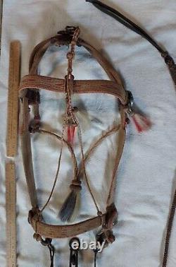 HORSEHAIR / HORSE HAIR HEADSTALL Romel leather REINS Vintage BIT As Is