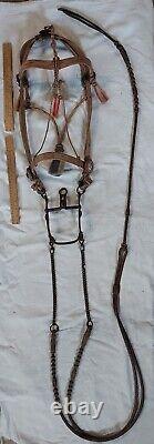 HORSEHAIR / HORSE HAIR HEADSTALL Romel leather REINS Vintage BIT As Is