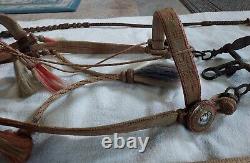 HORSEHAIR / HORSE HAIR HEADSTALL Romel leather REINS Vintage BIT As Is