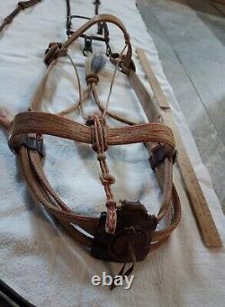 HORSEHAIR / HORSE HAIR HEADSTALL Romel leather REINS Vintage BIT As Is