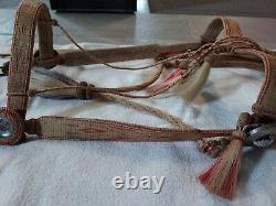 HORSEHAIR / HORSE HAIR HEADSTALL Romel leather REINS Vintage BIT As Is