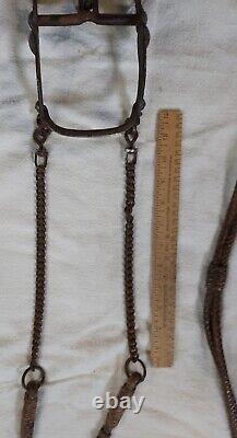 HORSEHAIR / HORSE HAIR HEADSTALL Romel leather REINS Vintage BIT As Is