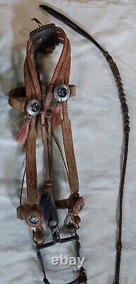 HORSEHAIR / HORSE HAIR HEADSTALL Romel leather REINS Vintage BIT As Is