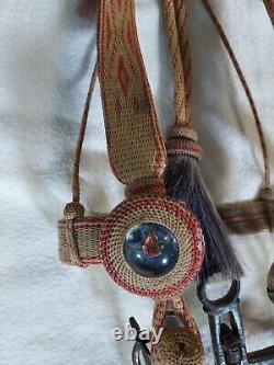 HORSEHAIR / HORSE HAIR HEADSTALL Romel leather REINS Vintage BIT As Is