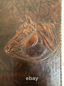 Hand Made Leather Folio With Horse Image Embossed Vintage