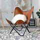 Handmade Vintage Buffalo Leather Butterfly Chair Sleeper Seat Relax Arm Chair