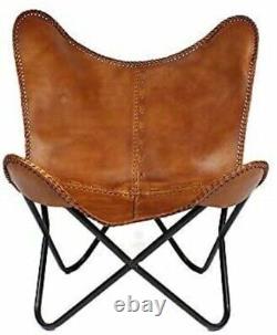 Handmade Vintage Buffalo Leather Butterfly Chair Sleeper Seat Relax Arm Chair