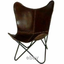 Handmade Vintage Leather Butterfly Chair Retro Occasional Relax Chair