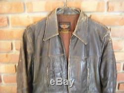 Harley Davidson vintage 4 pocket 40-50s horse hair leather jacket bobber chopper
