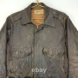 Hercules Outerwear Vintage Horse Hide Leather Bomber Jacket Size 44 Made In Usa