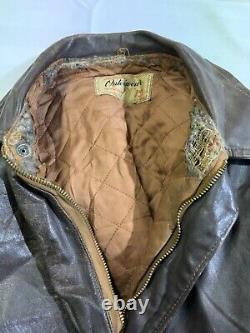 Hercules Outerwear Vintage Horse Hide Leather Bomber Jacket Size 44 Made In Usa