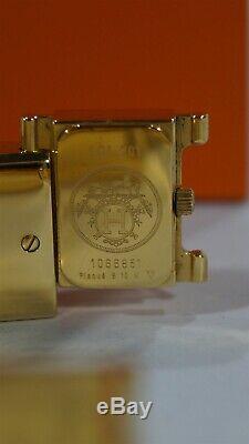 Hermes Loquet Clic-Clac Enamel & Gold Horses Cheval Ladies Bracelet Watch withbox